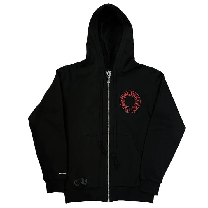 BLACK HROME HOODIE WITH RED CROSS